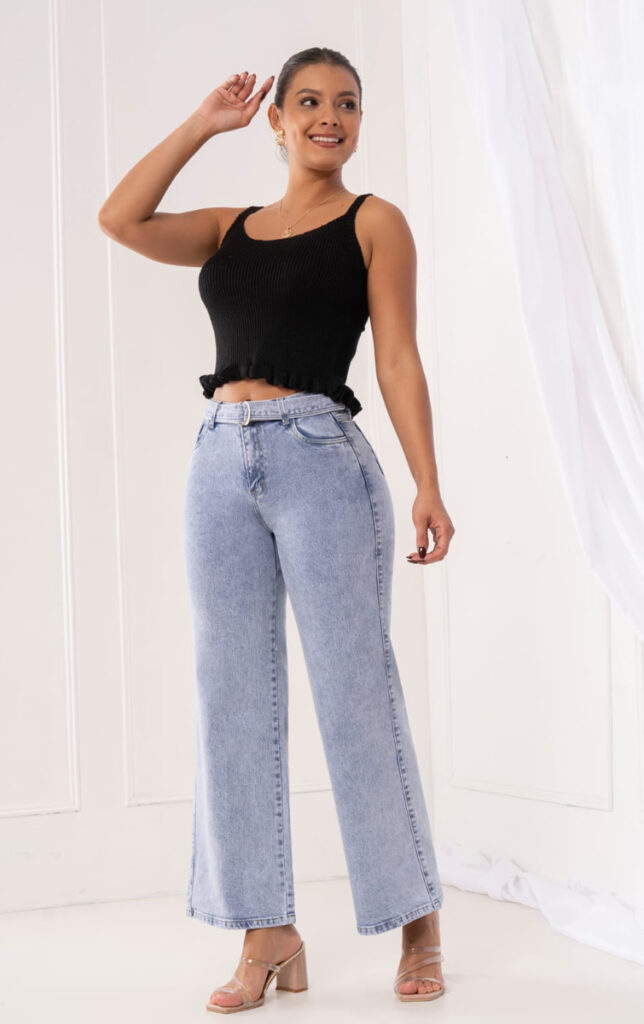 WIDE LEG SEMI STRECH