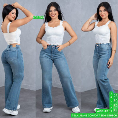 Alternative view of WIDE LEG Comfort semi Strech